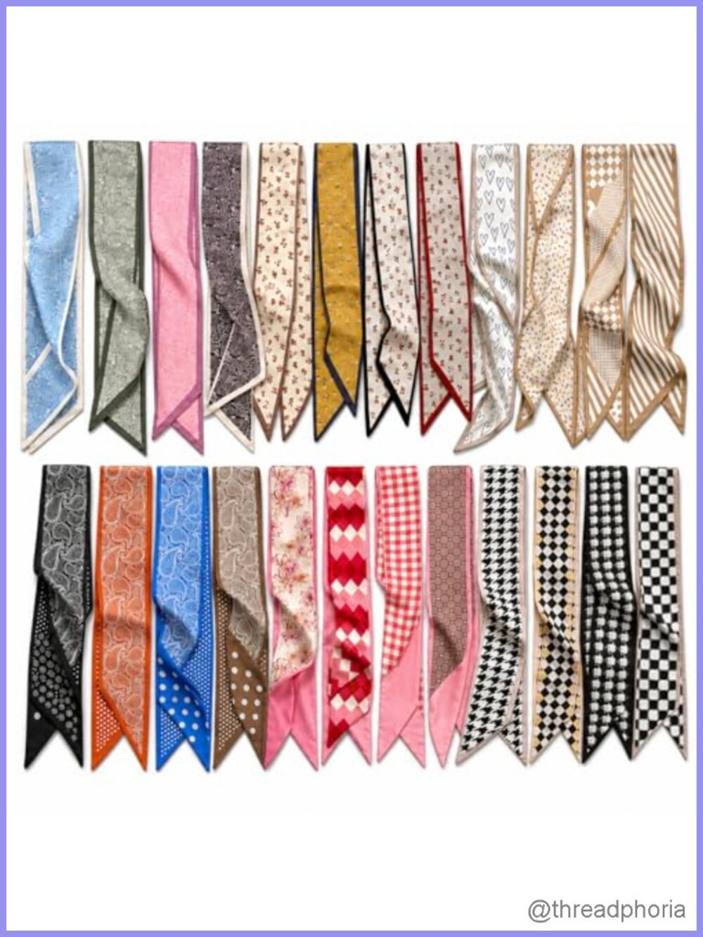 24 Multifunctional Silk-Like Scarves for Women - Hair, Neck, Bag & Headband